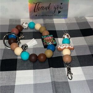 Matching cow keychain wristlet & car freshie hanger